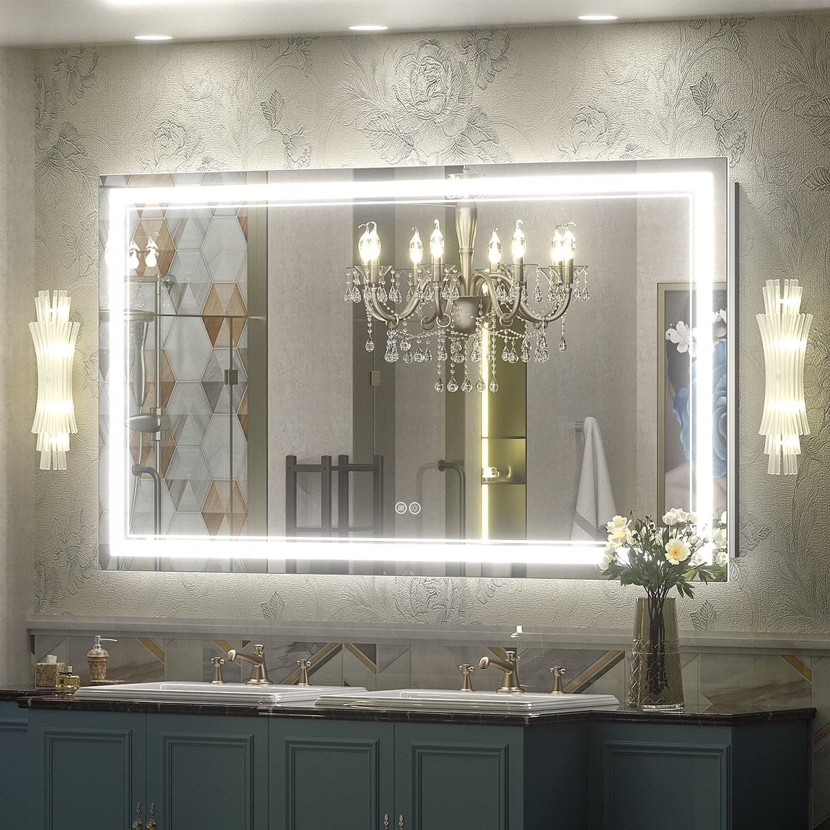 Frameless Frontlit LED Anti-fog Bathroom Vanity Mirror 96x36 inch
