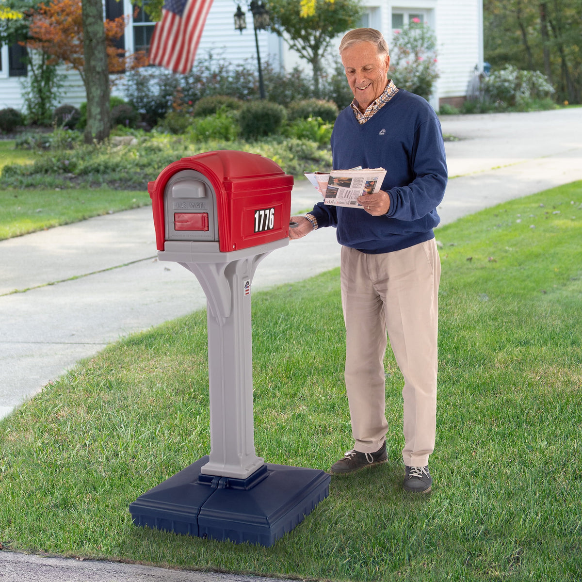 Simplay3 Dig-Free Easy up Classic Mailbox (Americana), Gray