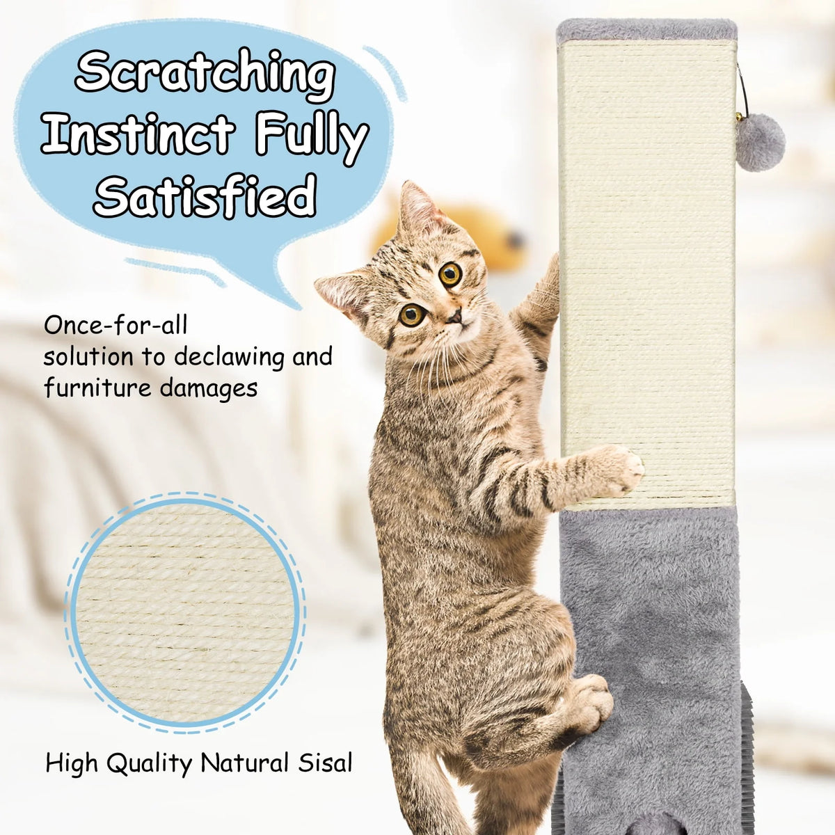 Infans 31" Tall Cat Scratching Post Claw Scratcher w/ Sisal Rope & 2 plush Ball