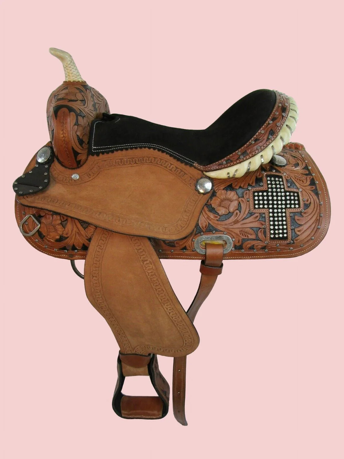 COMFY TRAIL WESTERN HORSE SADDLE PLEASURE FLORAL TOOLED LEATHER TACK
