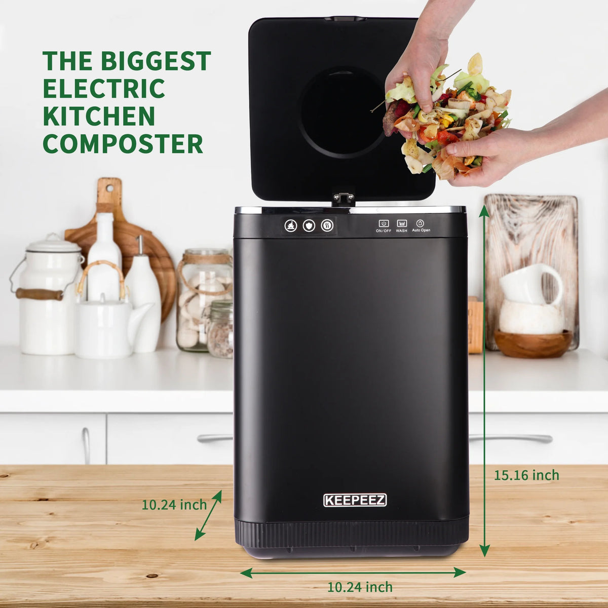 KEEPEEZ 4L  Large Capacity Odoroster for Kitchen,Turn Food Waste to Fertilizer for Garden, Food Waste Compost Machineless Quiet Electric Comp