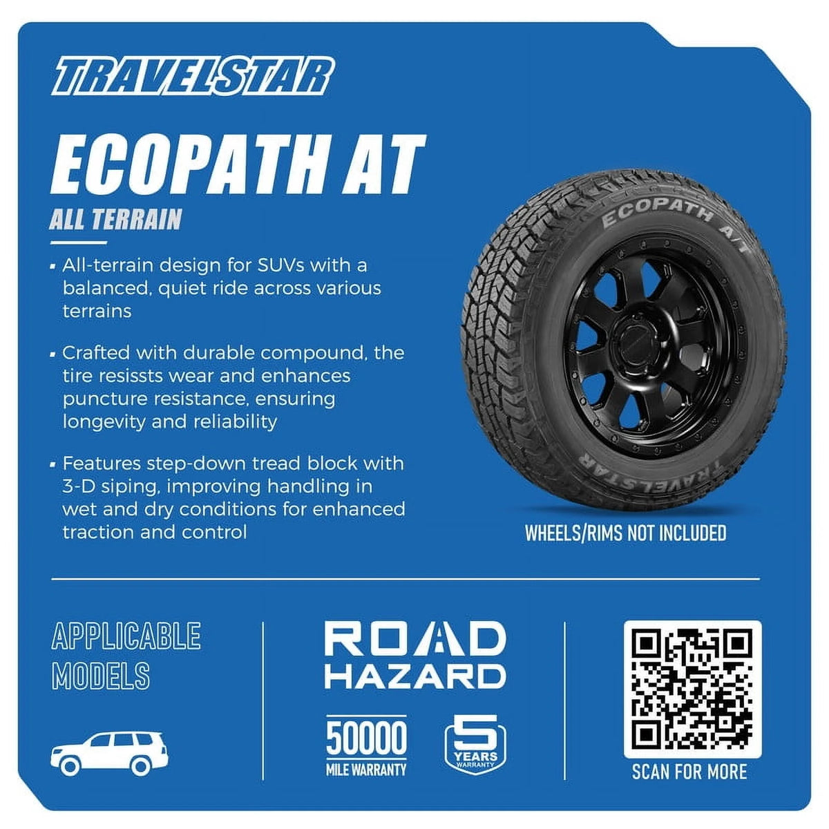 Travelstar EcoPath A/T All Terrain 265/70R17 115T SUV Tire-265/70/17 265/70R17(Tire Only)