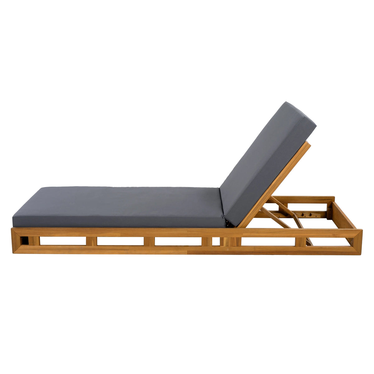 Patio Seating LOUNGE CHAISE SET, ACACIA WOOD WITH WATER-RESISTANT LOUNGE CUSHIONS (CREAM & 4 INCH THICK) - MATCHING DARK GREY VERSION AVAILABLE,Outdoor Seating