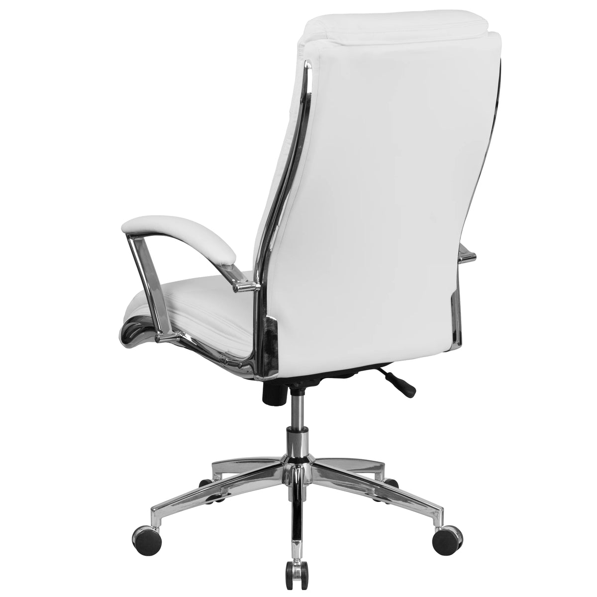 Emma + Oliver High Back Designer White LeatherSoft Smooth Swivel Office Chair with Arms