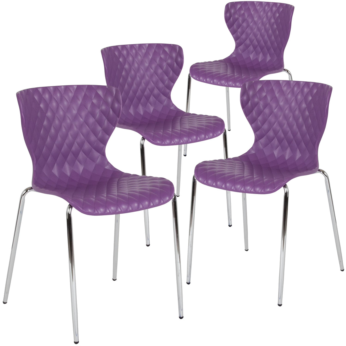 Flash Furniture 4 Pack Lowell Contemporary Design Orange Plastic Stack Chair