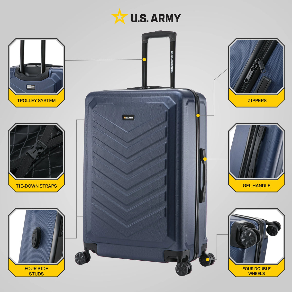 US ARMY FOX 28" Large Suitcase Black