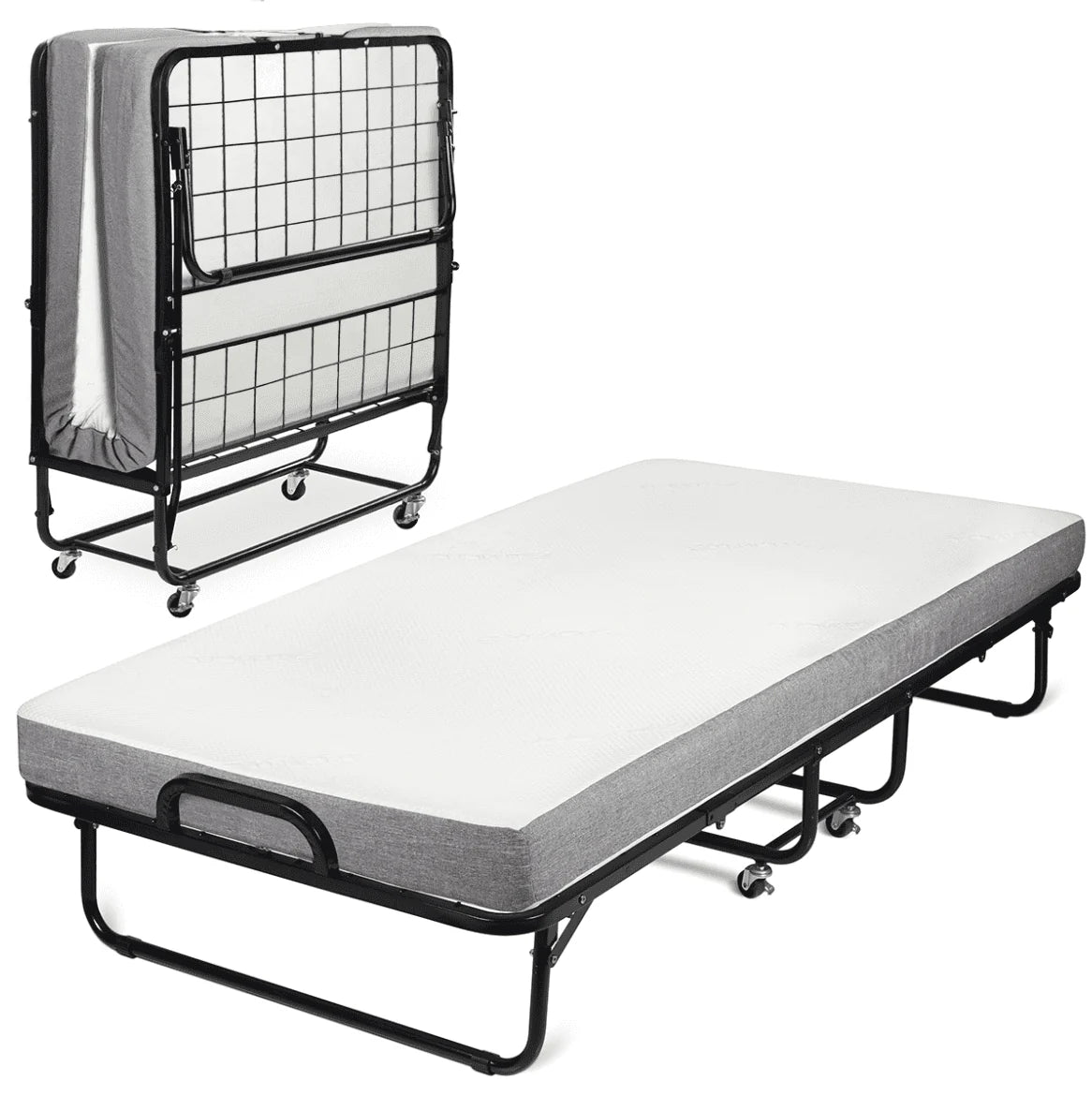 Milliard Diplomat Folding Bed with Luxurious Memory Foam Mattress and Super Strong Sturdy Frame, Cot Size, 75" x 31"