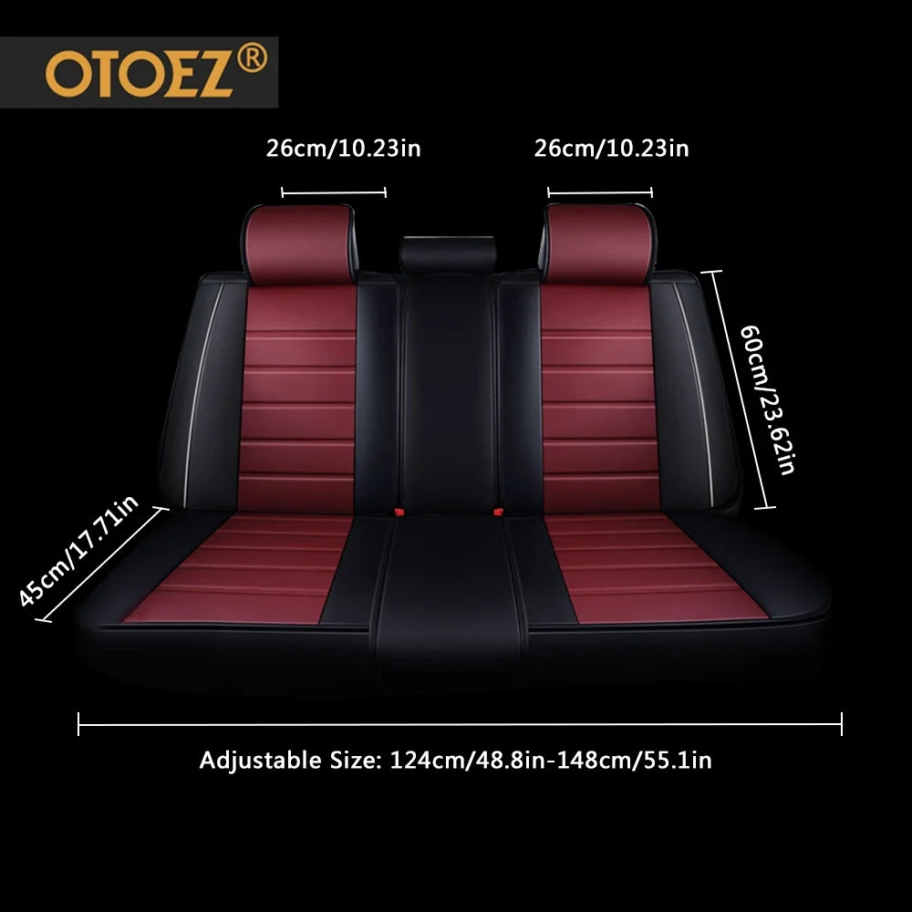 OTOEZ Leather Car Seat Cover Universal 5 Seats Full Set Front Rear Seat Protector