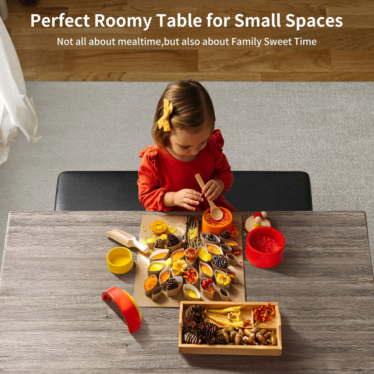 Dining Table Set for 4, Lofka 5 Piecs Kitchen Table and Chairs Set for Dining Room & Kitchen, Black