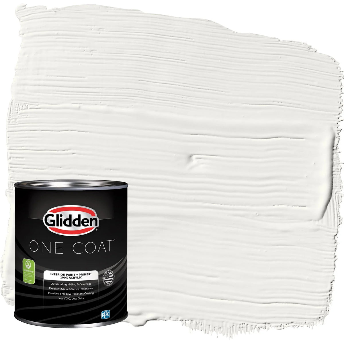 Glidden One Coat Interior Paint + Primer Commercial White / White, Semi-Gloss, 1 Quart