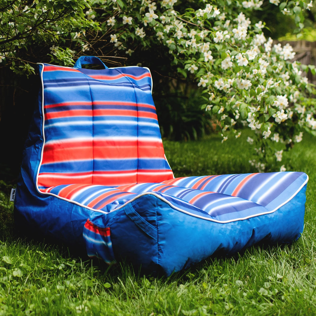 Big Joe Captain's Float Pool Float Adult Doubled-Sided Mesh 3 Feet Bean Filled Pool Float with Cup Holder Blurred Americana