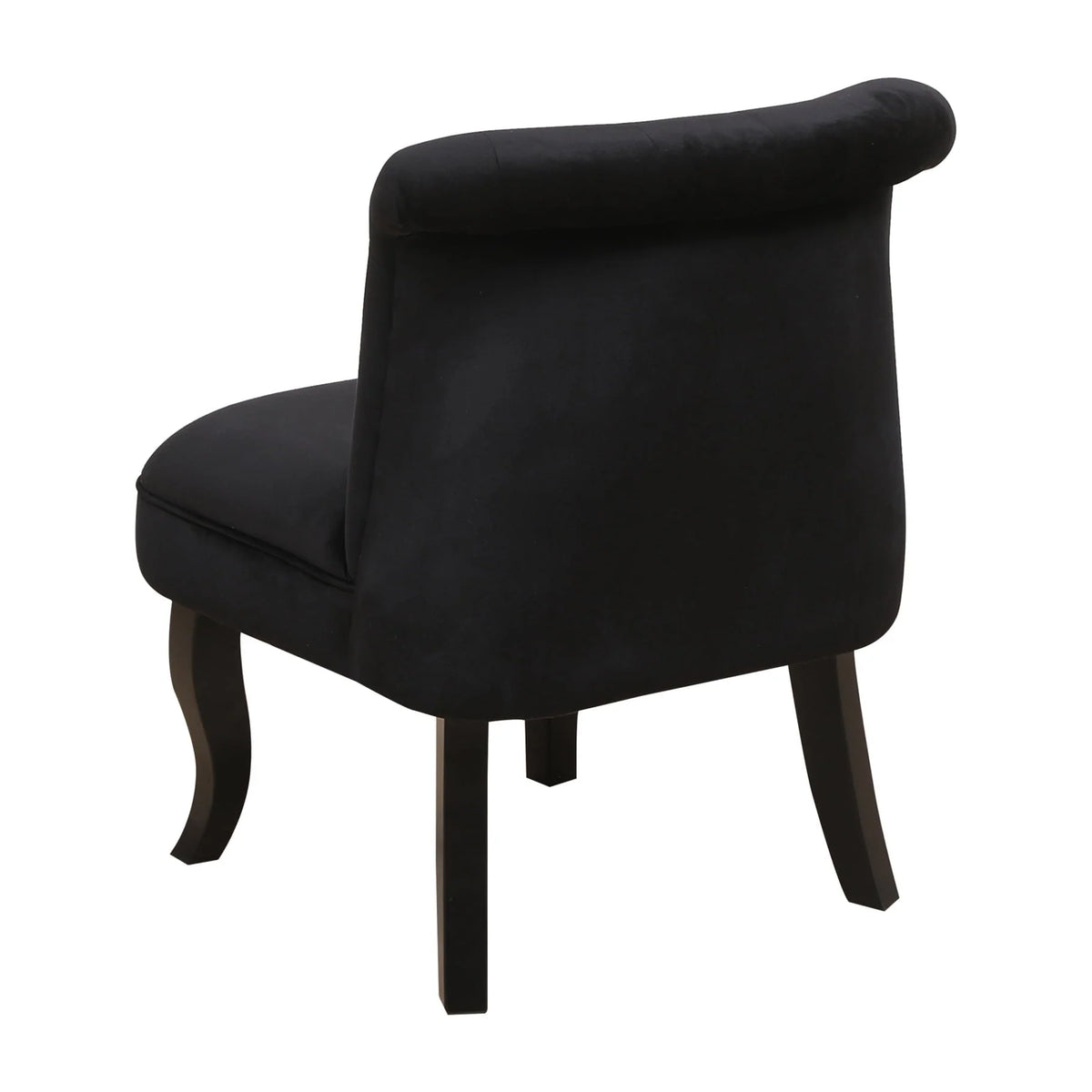 Modern Velvet Dining Chair with Solid Wood Legs, Tufted Vanity Chairs with Back, Accent Chair with Wood Frame, Single Sofa Chair for Bedroom, Living Room, Office, Study Room, Black
