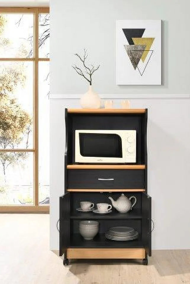 Hodedah Microwave Kitchen Cart, White