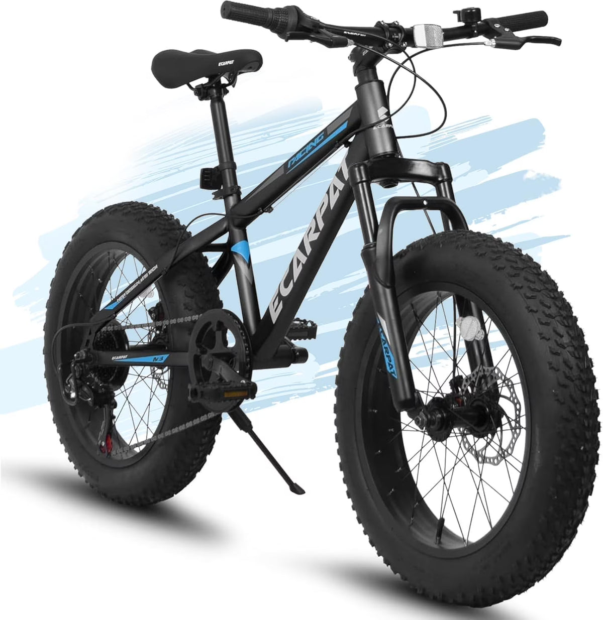 20 Inch Mountain Bike for 7-15 Years Old, 7 Speed Kids Bike with High Carbon Steel Frame, Fat Tire and Dual Disc Brake, Front Suspension Mountain Bicycle Gift for Boys Girls, Grey-Orange
