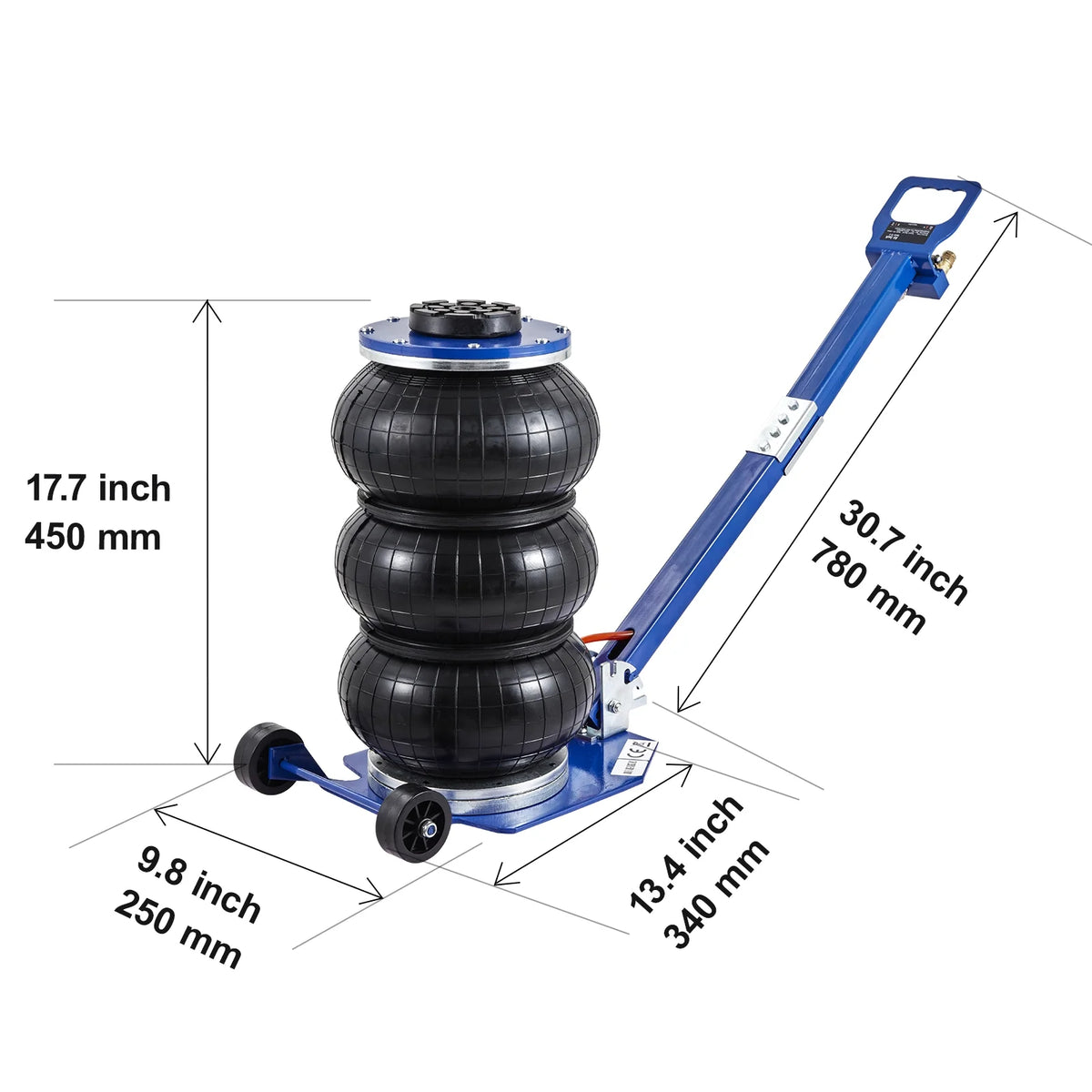 KFFKFF Air Jack, 3 Ton/6600 lbs Three Bag Air Jack, Air Bag Jack with Six Steel Tubes, Lift to 17.7 Inch, 3-5 Seconds Quick Lift Air Jack with Adjustable Long Handle, Suitable for Car, Garage