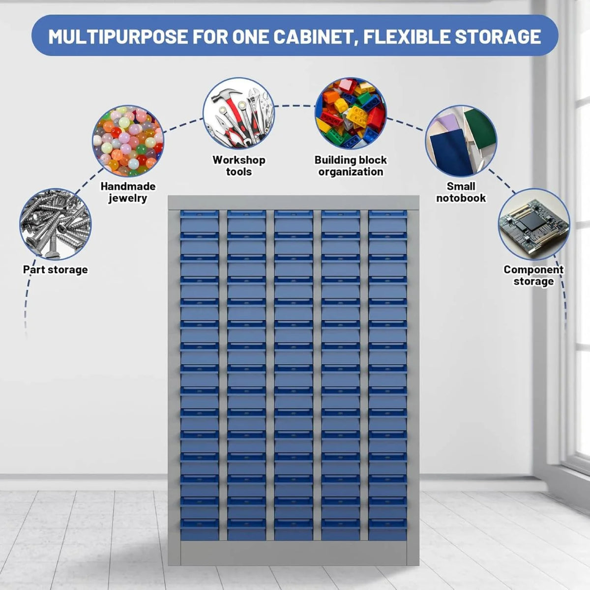 Reykilor 100 Drawers Small Parts Cabinet Bolt and Nut Tool Storage Cabinet Hardware Organizer Electronic Component Sorting Storage