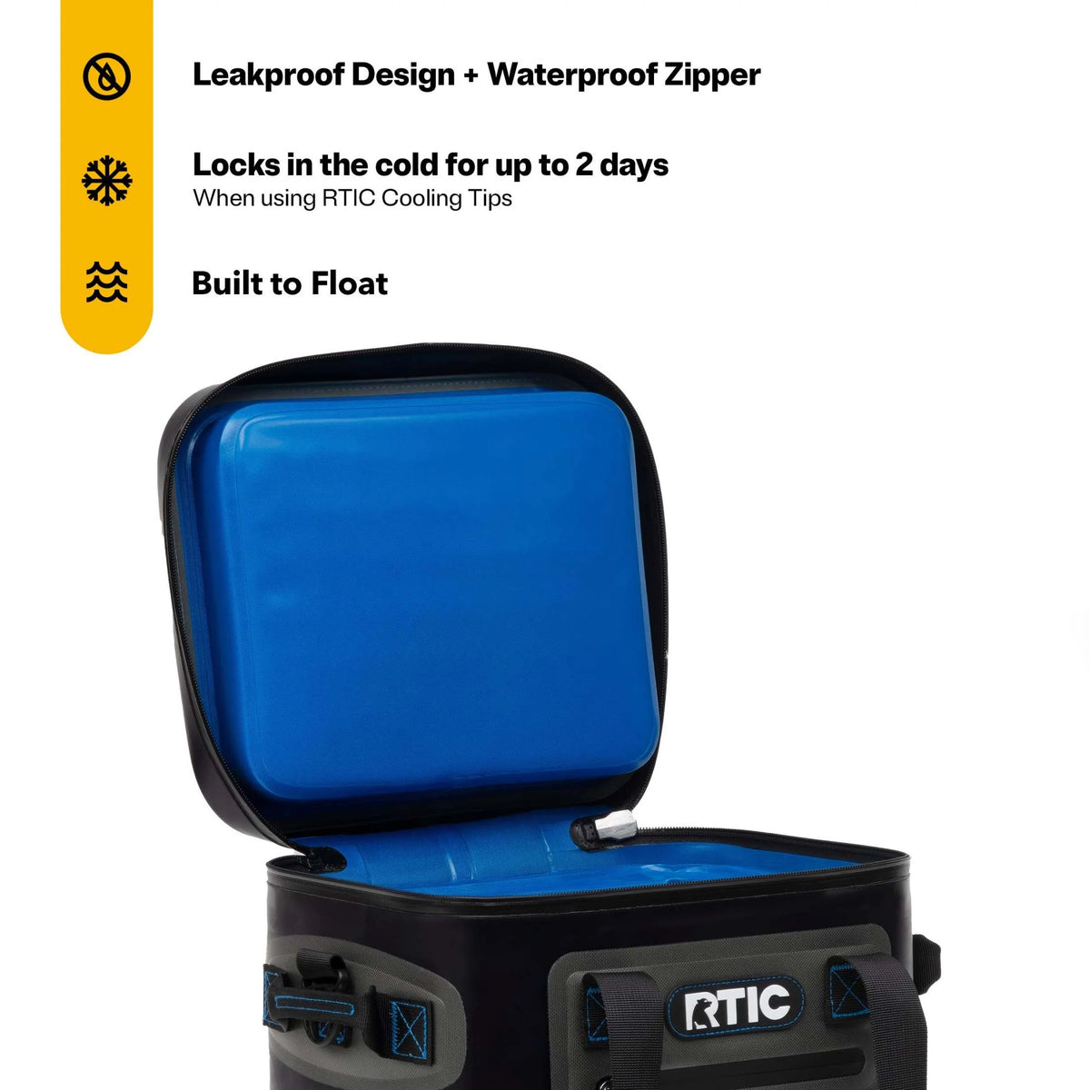 RTIC 12 Can Ultra-Tough Soft Cooler, 10 Qt, Leakproof, Waterproof Zipper,  Black