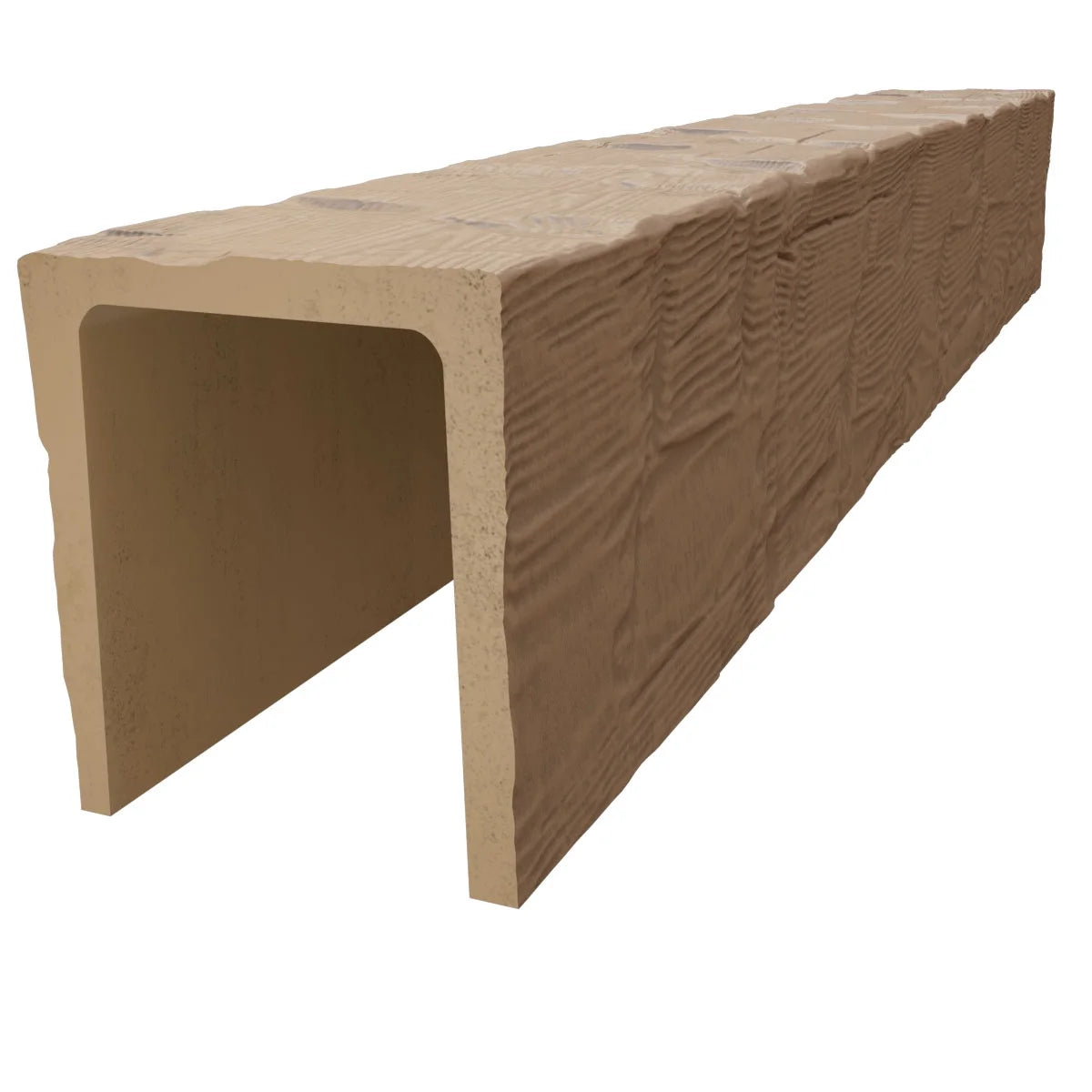 Ekena Millwork 3 1/2"W x 3 1/2"H x 120"L 3-Sided (U-Beam) Reclaimed Axed Cut HeritageTimber Faux Wood Ceiling Beam, Kona Brown