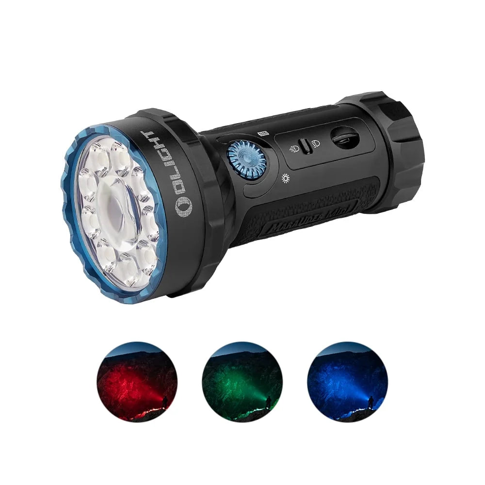 OLIGHT Marauder Mini 7,000 Lumens Bright Flashlight with 600 Meters Beam Distance, Powerful RGB Lights, Magnetic Rechargeable for Outdoors Work, Hunting, and Searching(Black)