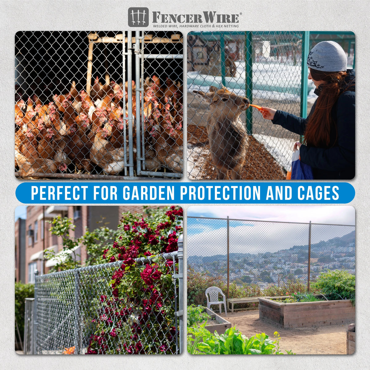 Fencer Wire 9 Gauge Black Vinyl Coated Galvanized Steel Chain Link Fence Fabric, Diamond Mesh Size 2-3/8 Inch, Galvanized&nbsp;Fencing Wire Roll for Garden and Animals Enclosure (6ft. x 50ft.)