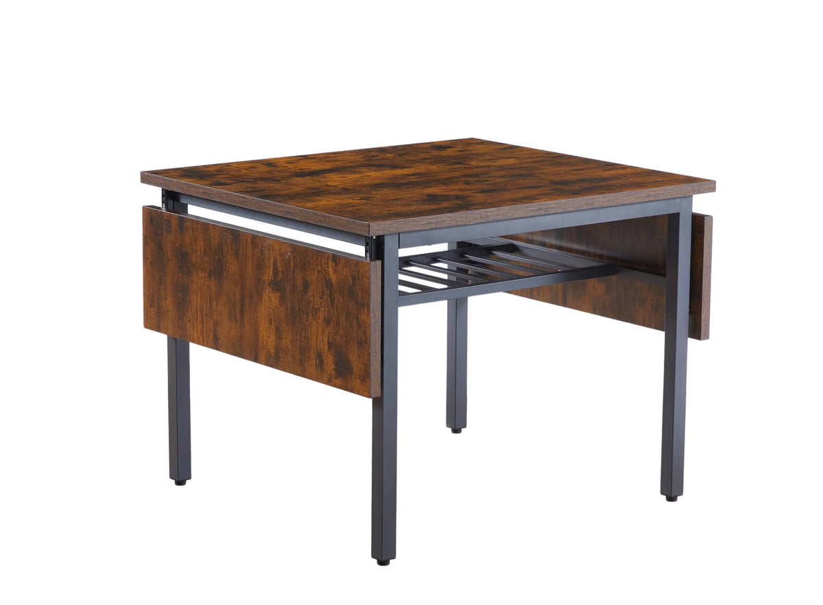Drop Leaf Kitchen Table for 2-6 People, Small Folding Dining Table with Storage Rack and 1.2 Inches Thick Table Top, Extendable Dining Table for Apartment, Small Spaces, Grey