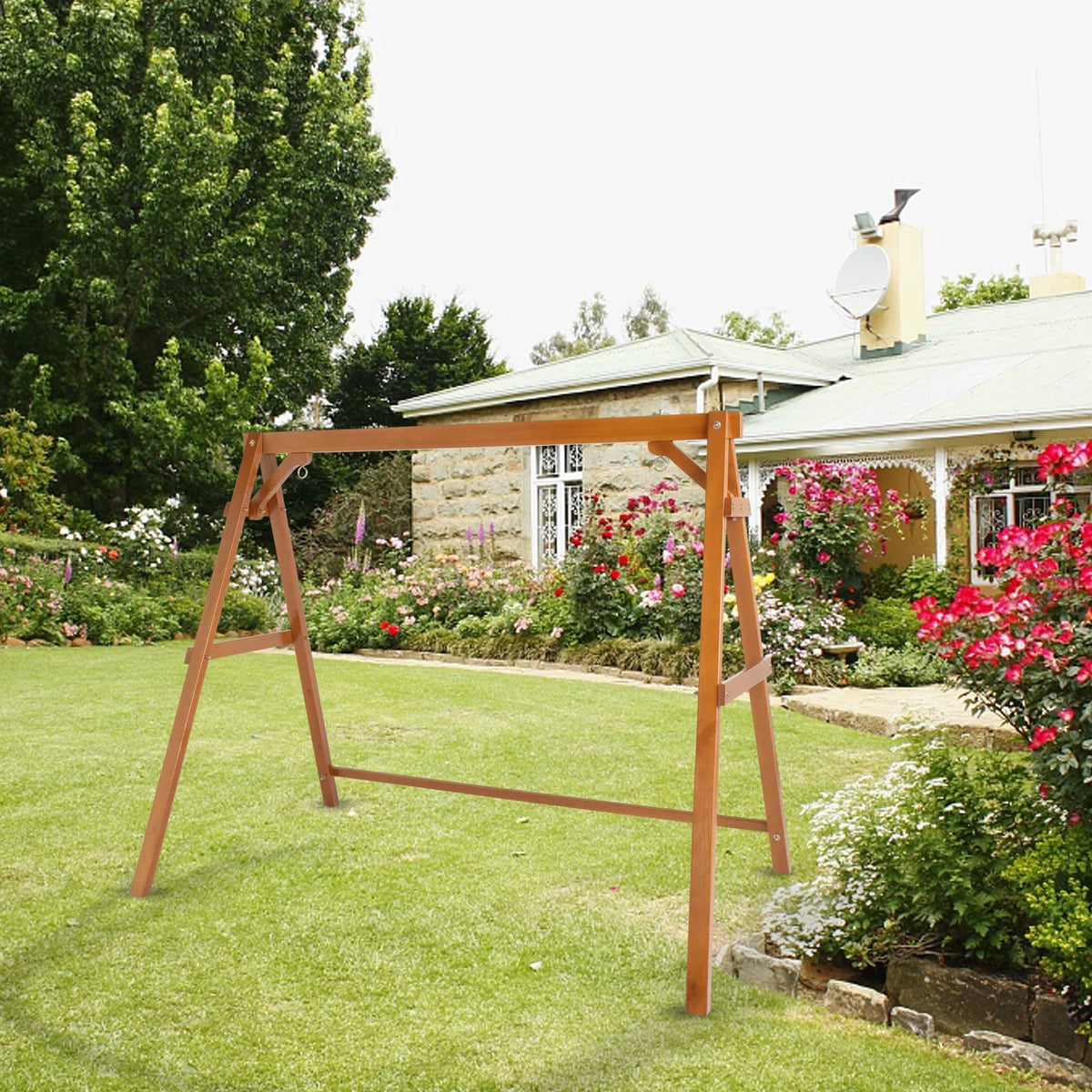 Zimtown Porch Swing Frame Swing Stand A-Frame 600lbs Wooden Carbonized 4FT