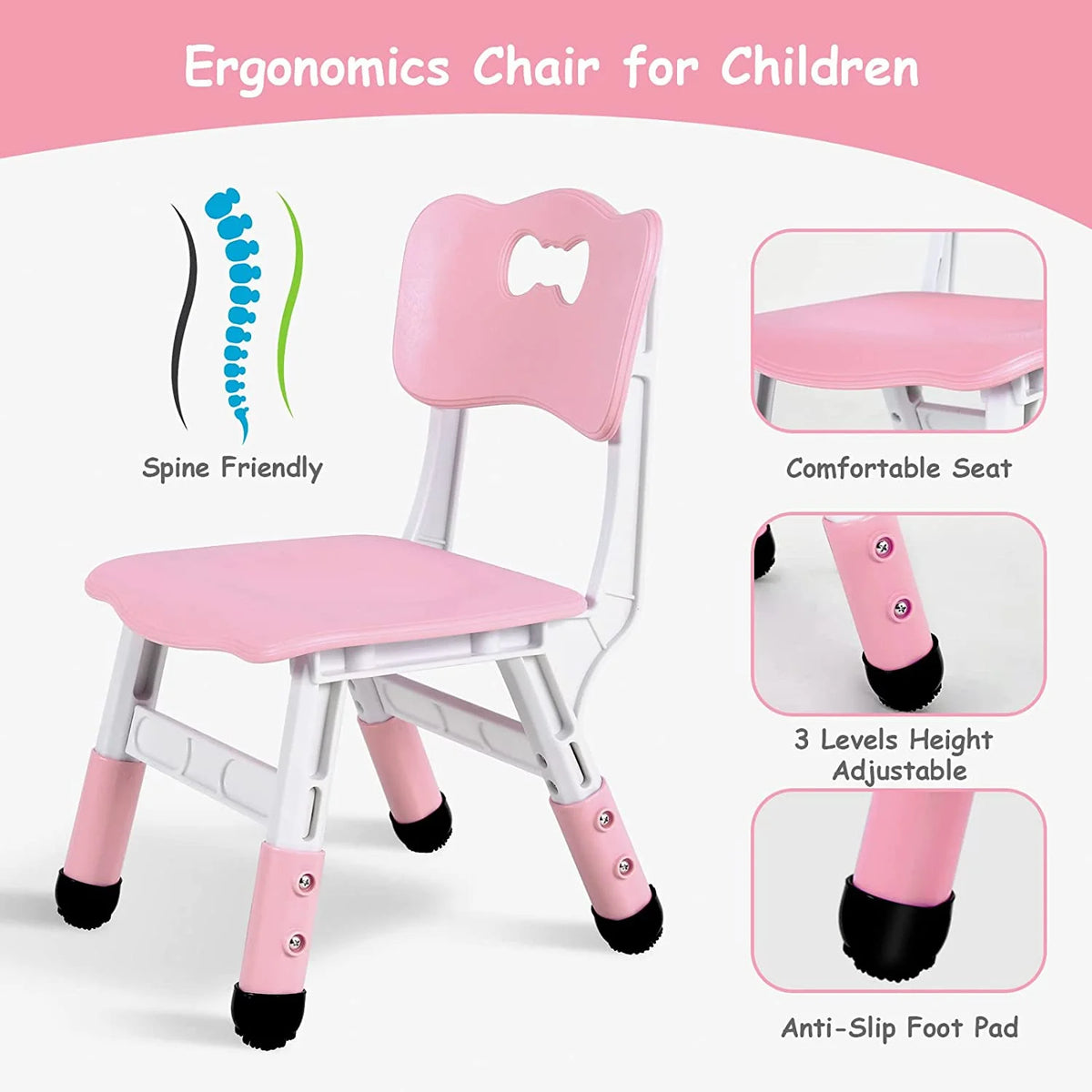 Arlopu Toddler Table and Chair Set Height Adjustable, Kids Activity Table for Reading, Drawing, Eating, Studying, Max 220lbs