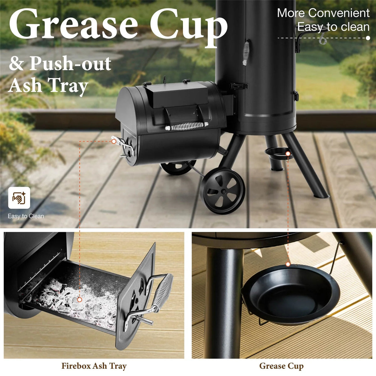 Summit Living Vertical Charcoal Smoker Grill with Offset Smoker 961 sq.in. Extra Large BBQ Grill - Black
