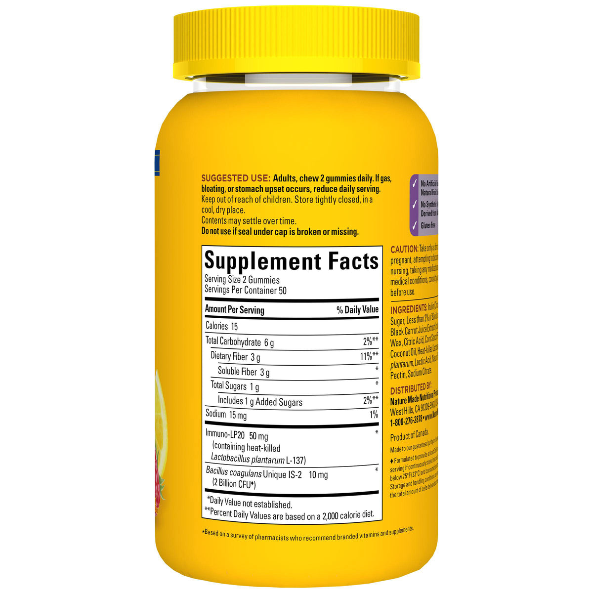 Nature Made Triple Action Biotic Gummy, Pre + Pro + Post-Biotics, 100 Gummies