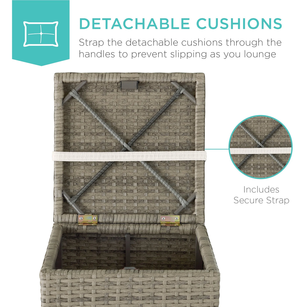 Best Choice Products Set of 2 Wicker Ottomans, Multipurpose Furniture w/ Removable Cushions - Brown/Beige