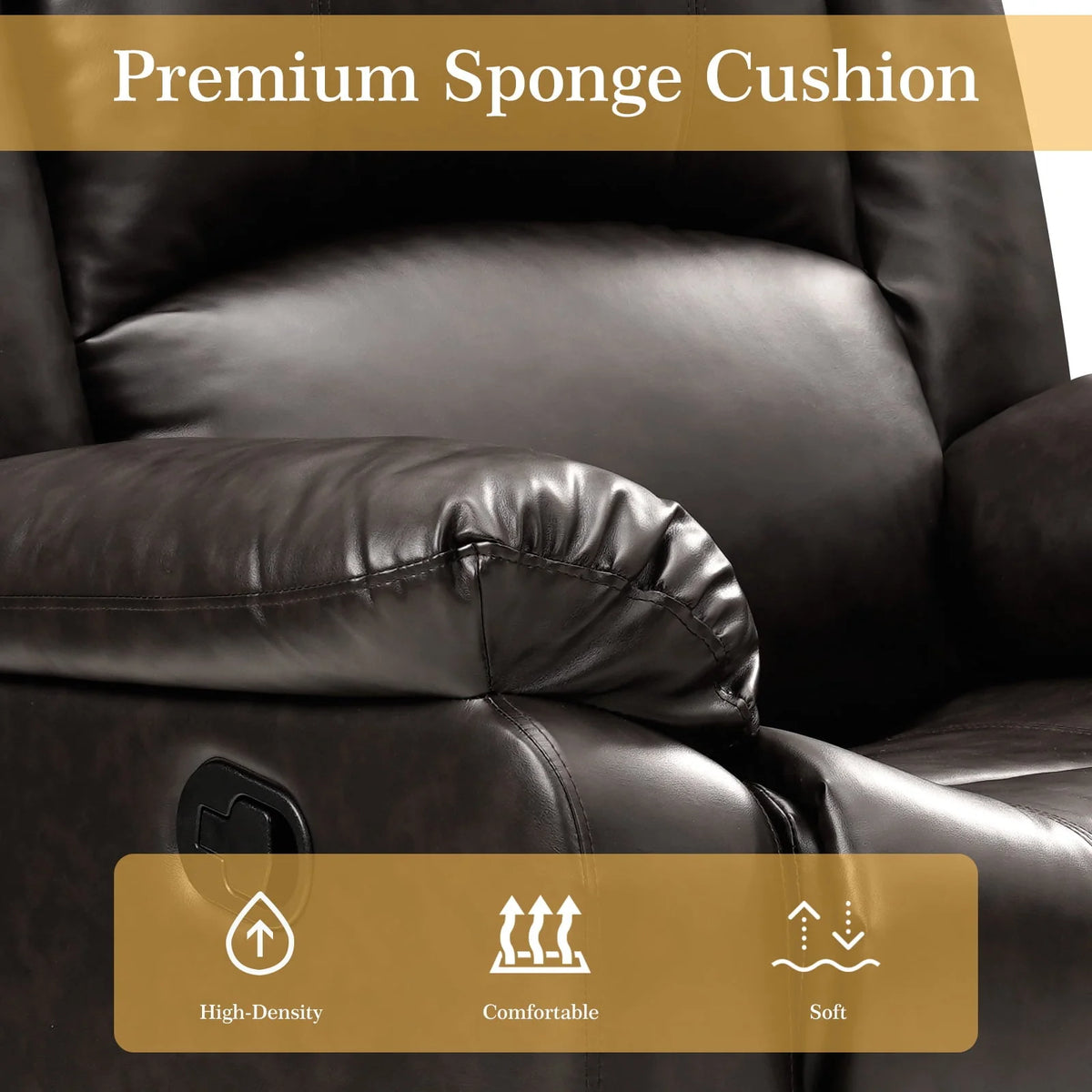 Fairyland PU Leather Ergonomic Recliner, Adjustable Seat Back and Footrest, Quick Installation, Brown