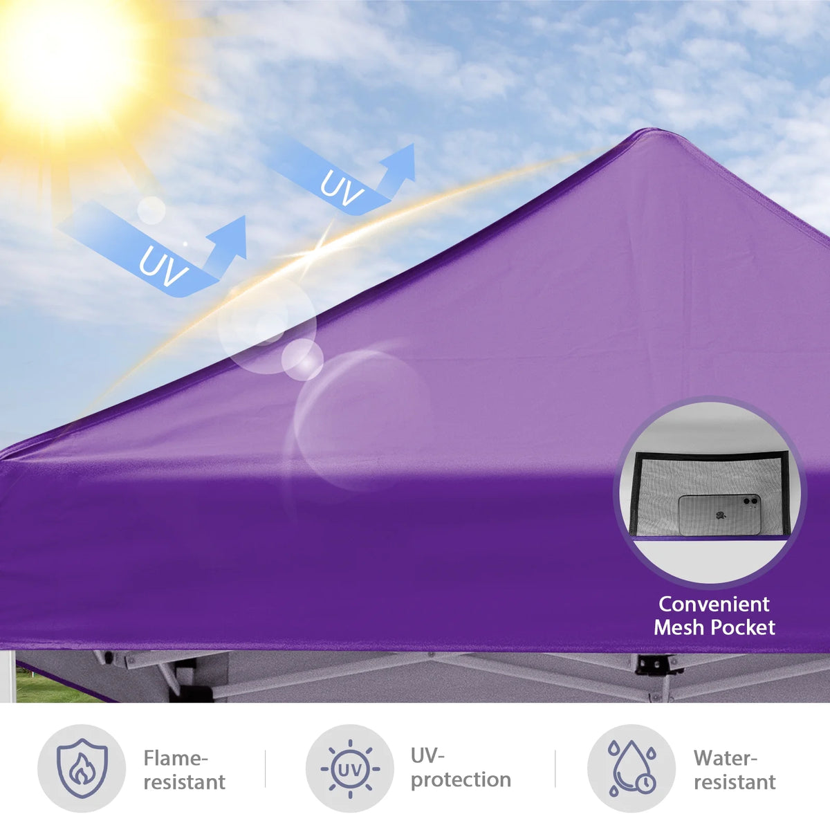 INTER HUT 5x5 Outdoor Pop up Canopy Gazebo, Instant Easy Set up Outdoor Canopy Commercial Fair Shelter, Beige
