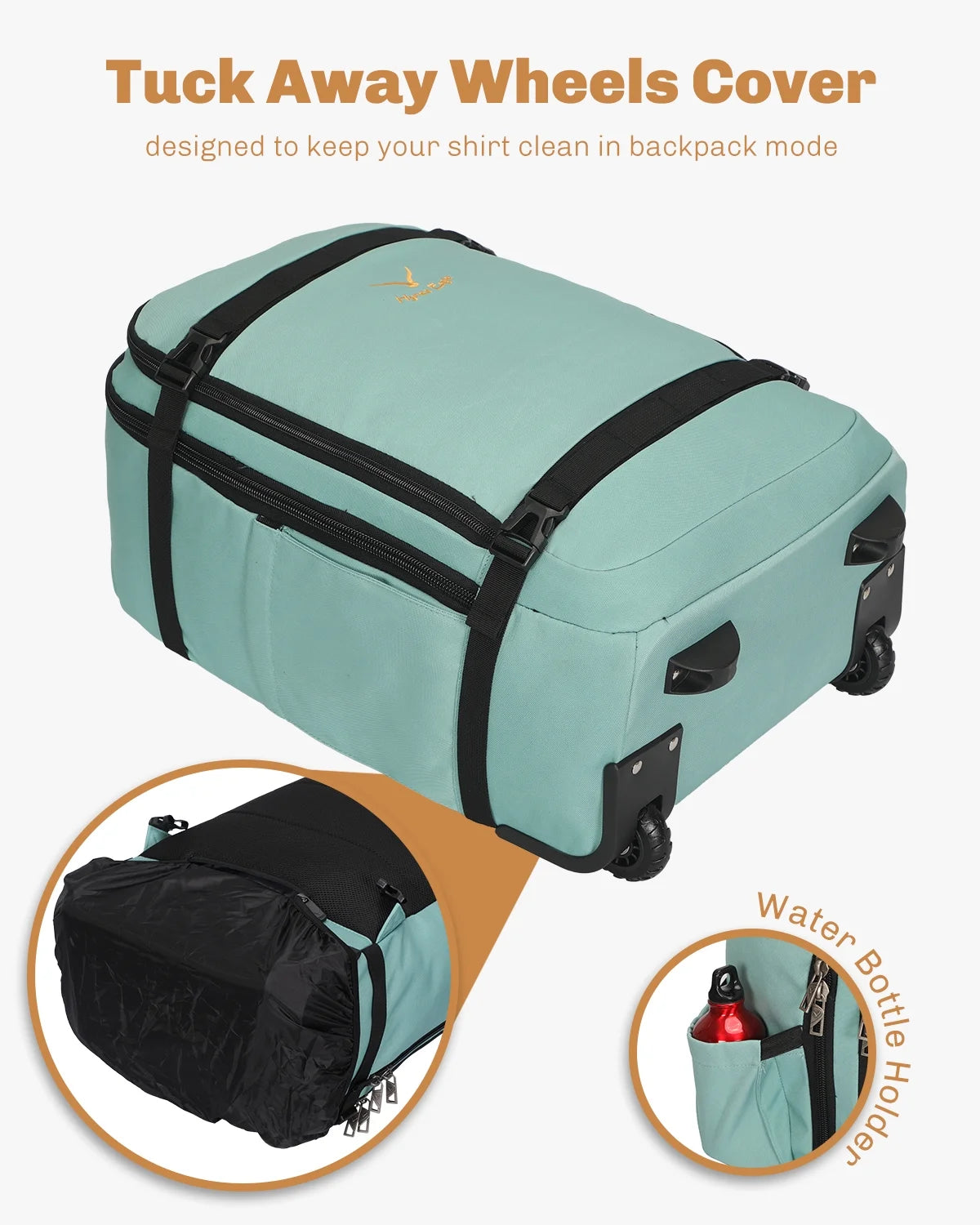 Hynes Eagle 22" Hybrid Carry-On Luggage, Softside Rolling Backpack, Grey