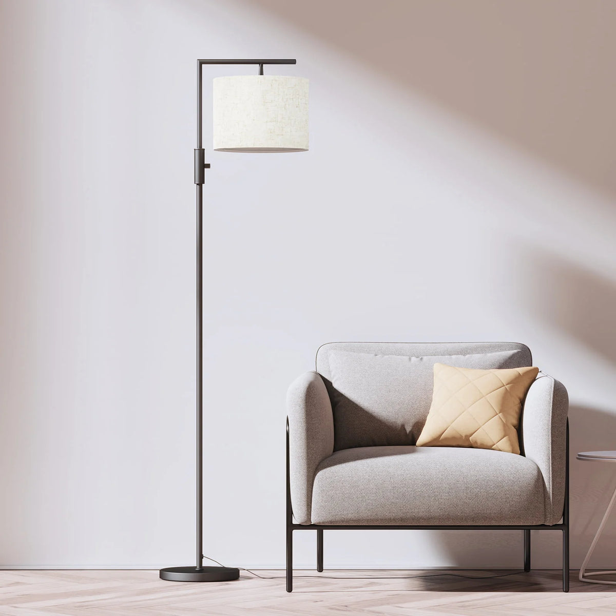 SUNMORY Black Modern Arc Floor Lamp for Living Room, Bedroom and Office