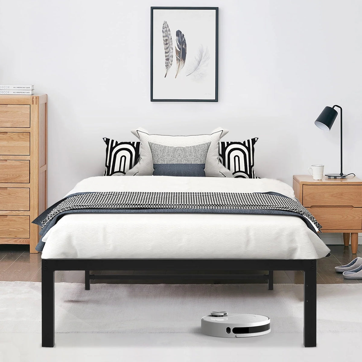 Lusimo 14 inch Twin Bed Frame No Box Spring Needed Heavy Duty Metal Platform Bed Frame Twin Size Anti Slip Support Easy Lock Assembly, Black