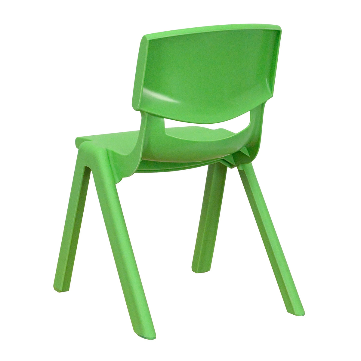 Emma + Oliver 4 Pack Green Plastic Stack School Chair with 12" Seat Height - Kids Chair