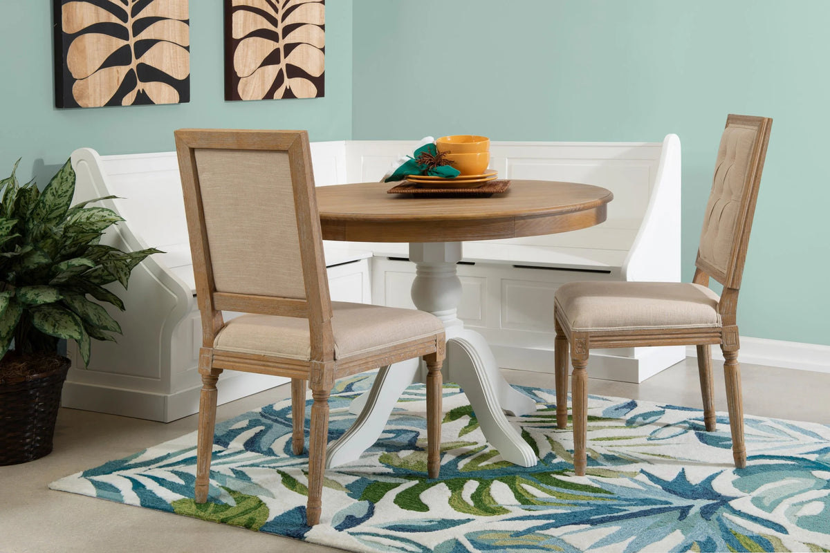 Linon Tobin  Pedestal Dining Table - Natural/White