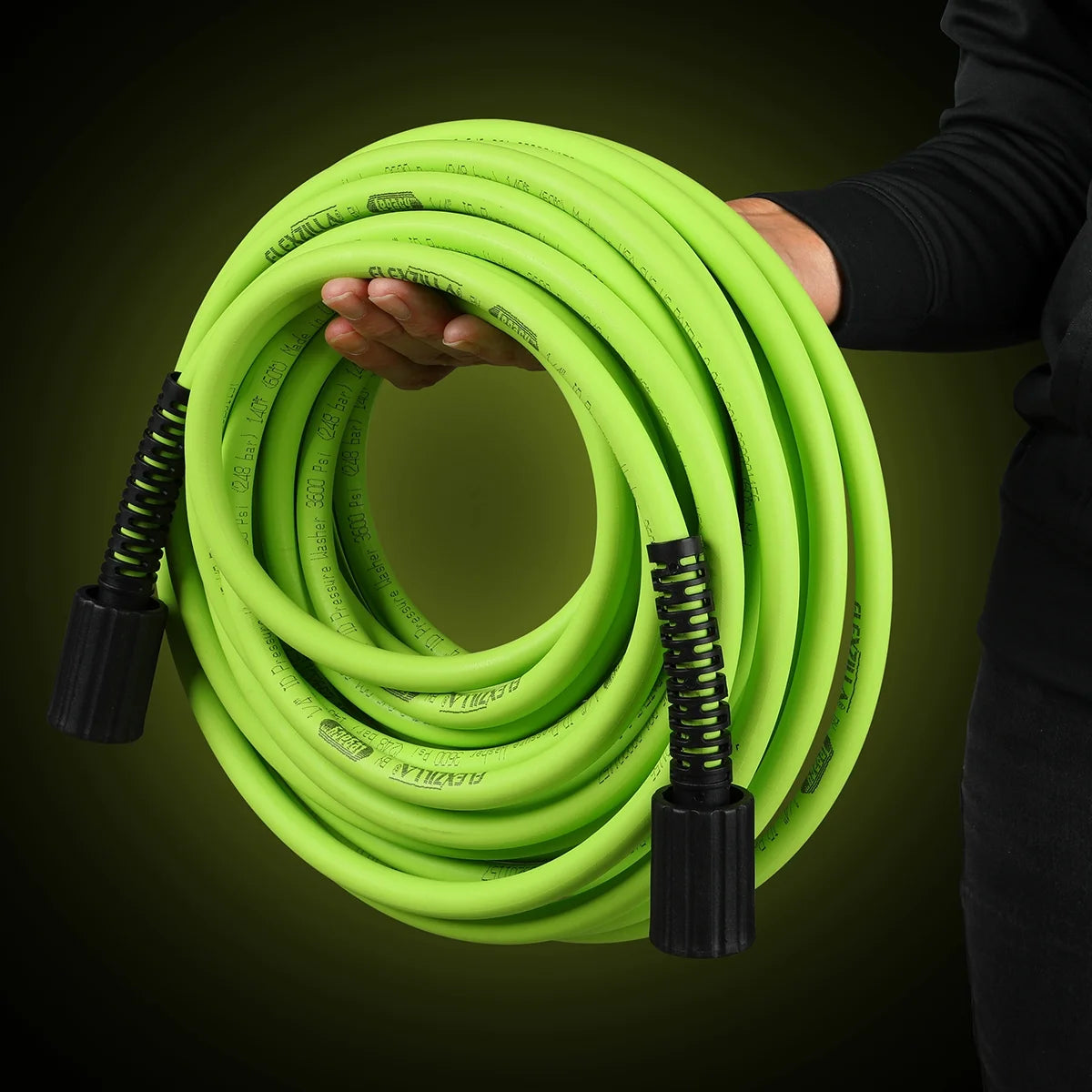 Flexzilla Pressure Washer Hose, 1/4 in. x 50 ft., 3600 PSI, M22 Fittings, ZillaGreen