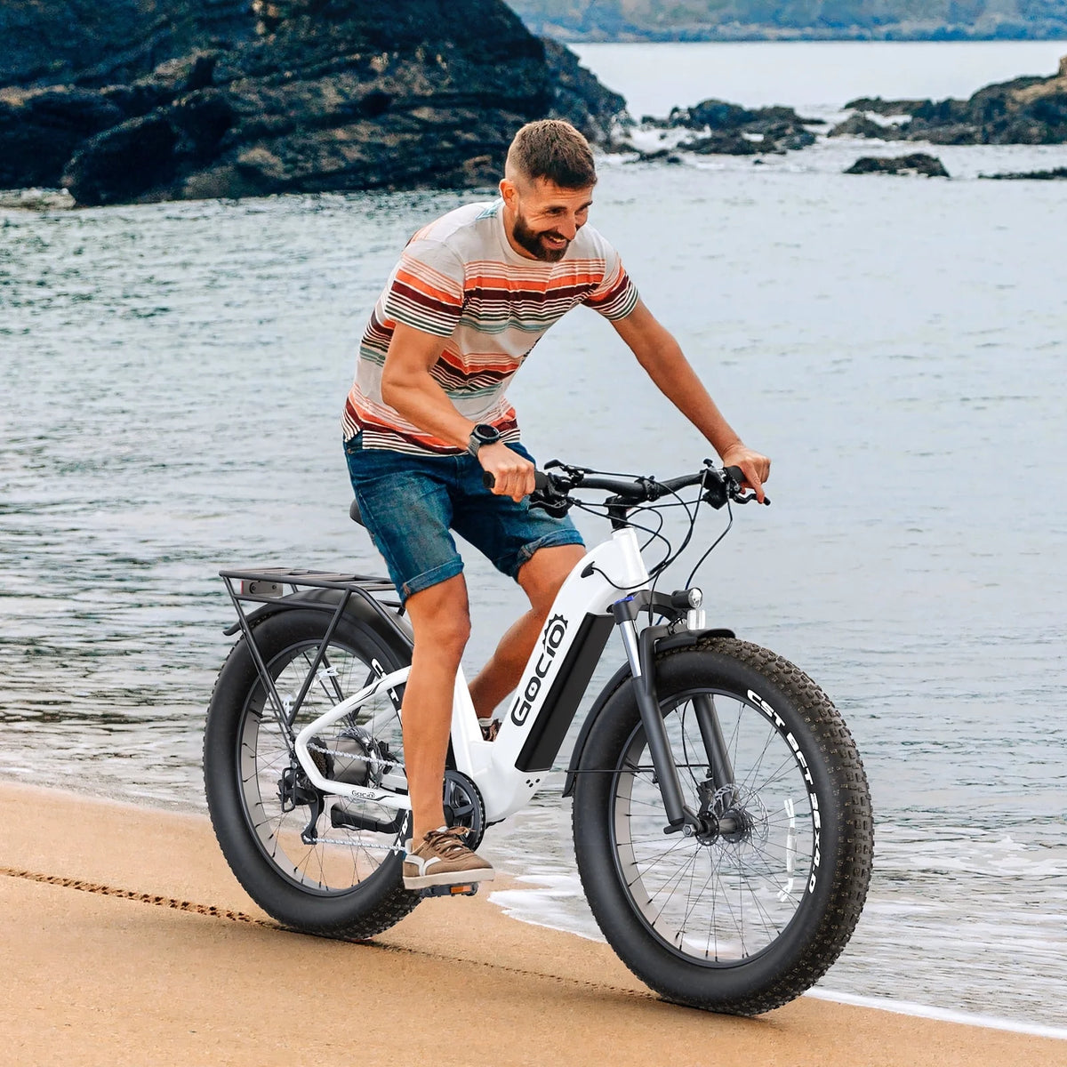 Gocio Electric Bike for Adults, 26" Fat Tire E-Mountain Bike, 1350W Peak Motor 48V 15Ah Battery, 22MPH 7-Speed Ebike for off Road, UL 2849