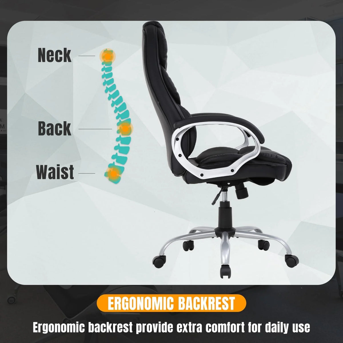 BestOffice Ergonomic Office Chair, Lumbar Support, Rolling Swivel for Men, Women(Black)