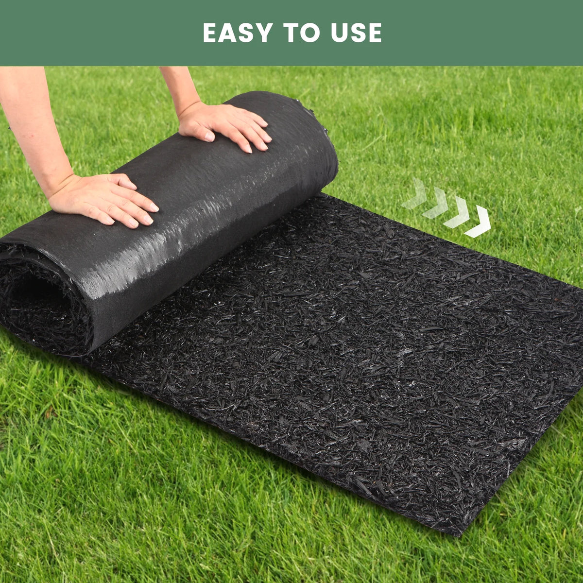 2 Pack Rubber Mulch Roll Mat for Landscaping Recycled Rubber Walkway Black Permanent Mulch Pathway Playground 8' x 2