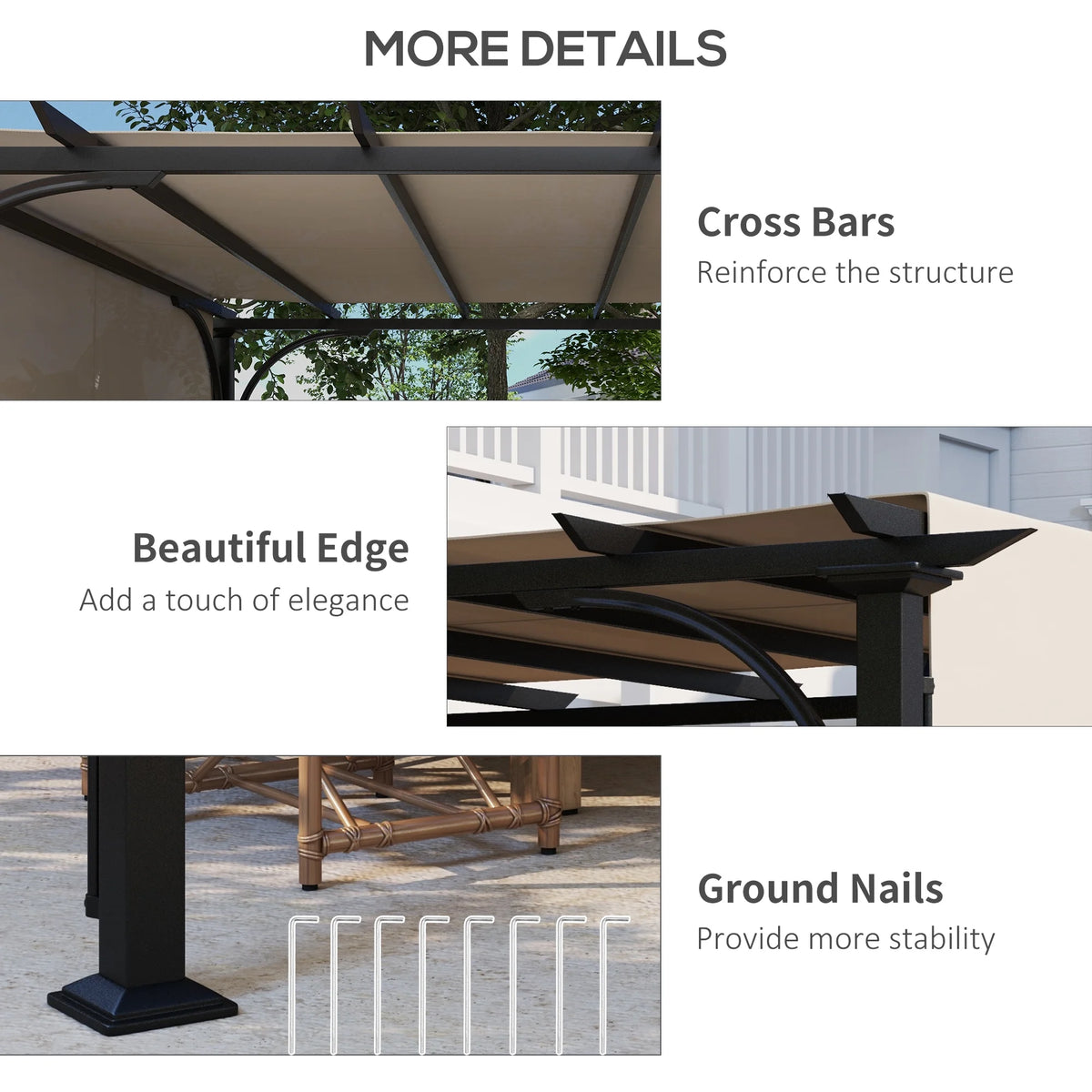 Outsunny 10' x 10' Steel Patio Pergola with Canopy Beige