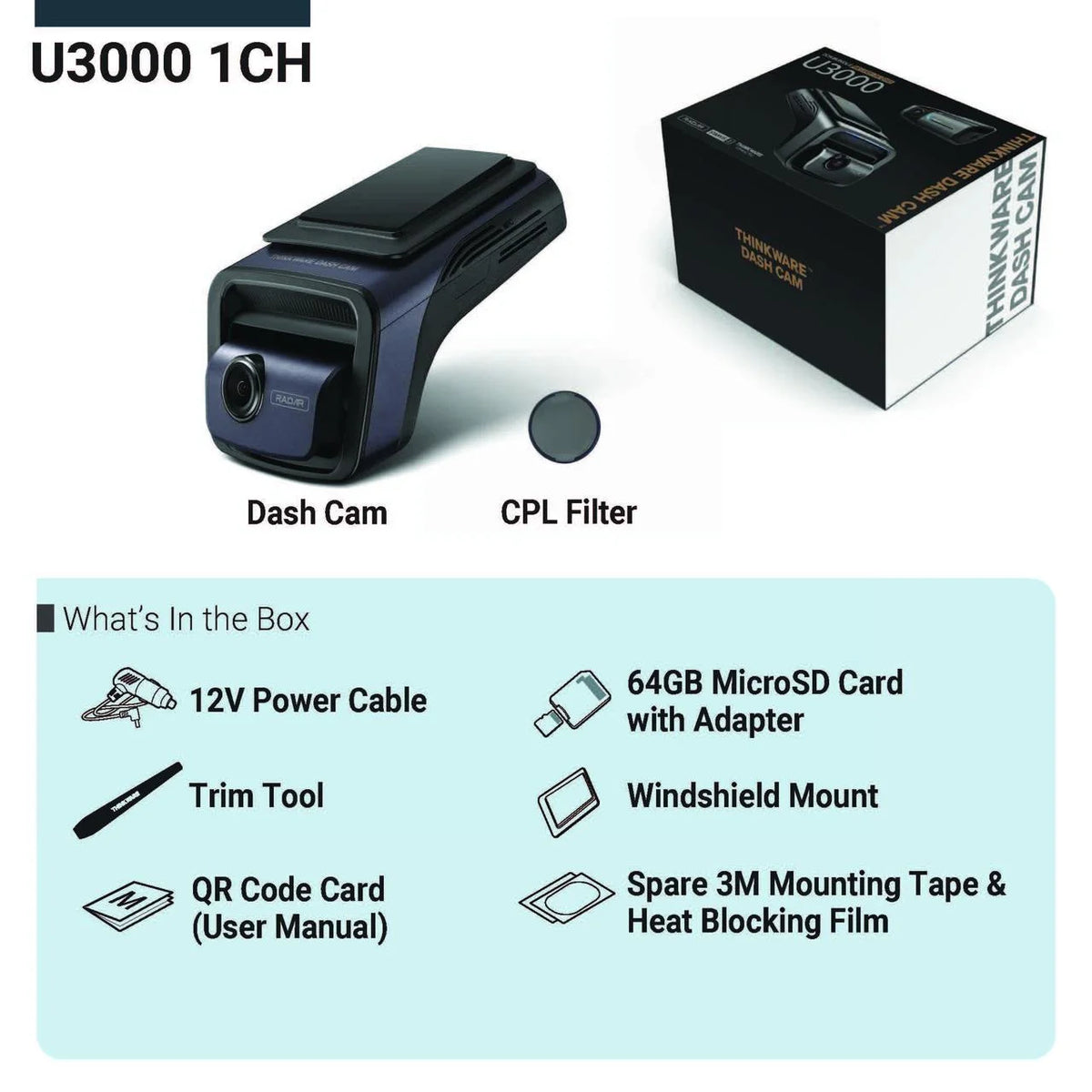 THINKWARE U3000 Ultra 4K Dash Cam Front STARVIS 2 Sensor Super Night Vision Dashcam for Car Camera 5GHZ WiFi GPS Radar Buffered Parking Mode CPL Filter Red Light Speed Camera Alerts Optional Rear Cam