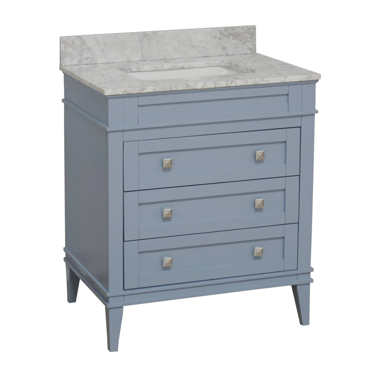 Eleanor 30" Bathroom Vanity with White Cabinet and Carrara Marble Top