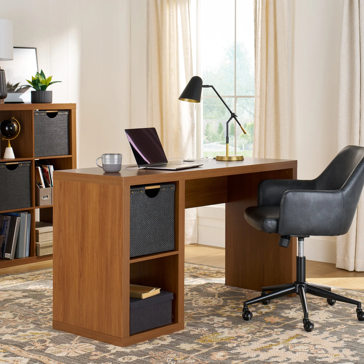 Better Homes & Gardens Cube Storage Office Desk, White Texture