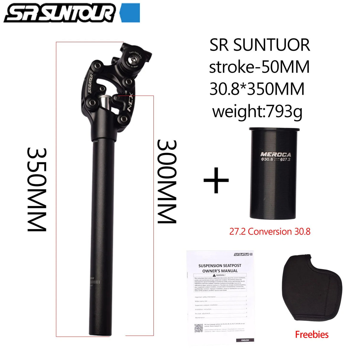 SR Suntour NCX Bicycle Suspension Seat Post with Standard Spring��Specification 27.2*350mm