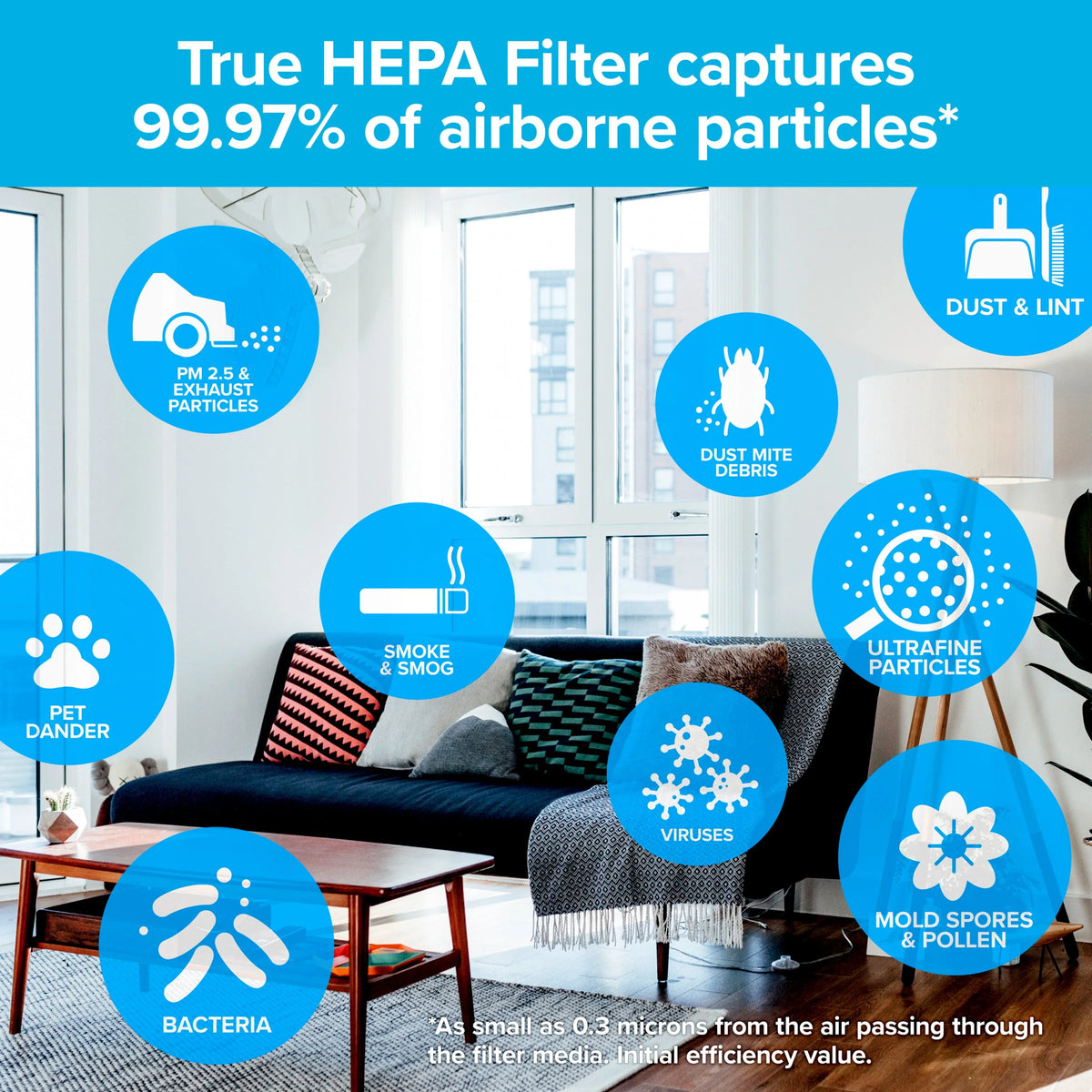 Filtrete by 3M Air Purifier, Large Room Tower, 290 Sq gt Coverage, Black, TRUE HEPA Filter Included