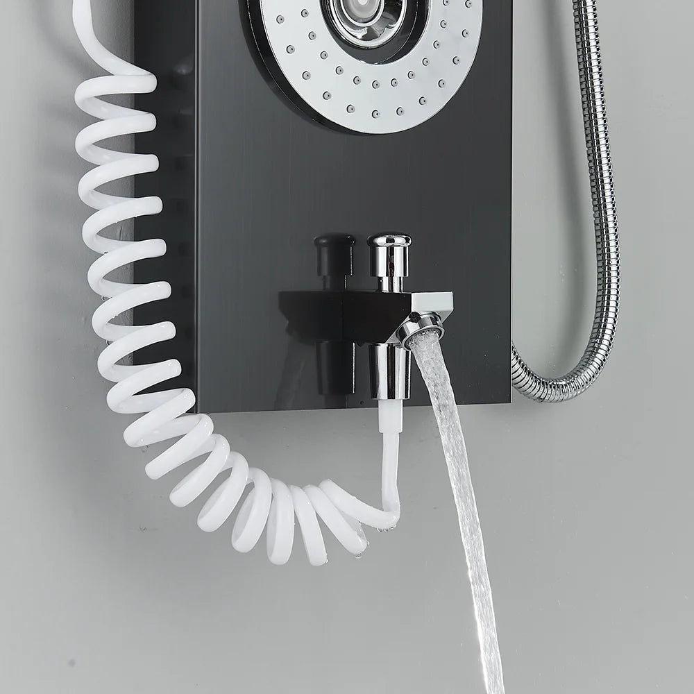 Shower Panel Tower System LED Rain&Waterfall Massage Jet Sprayer Stainless Steel