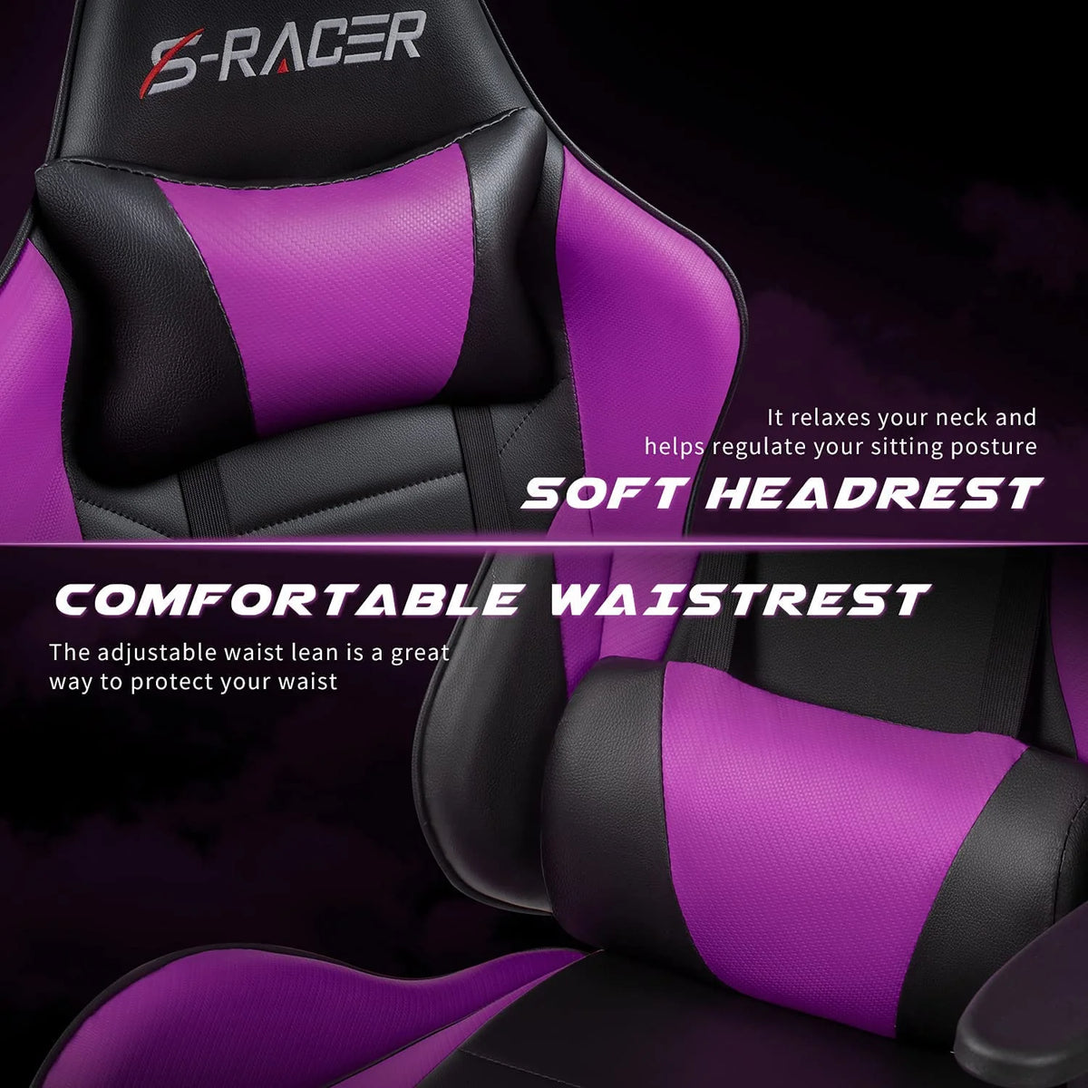 Lacoo High Back Gaming Chair Ergonomic Gaming Computer Chair,Black