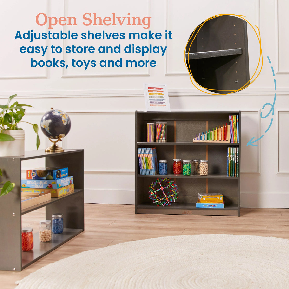 ECR4Kids Classic Bookcase, 36in, Grey Wash